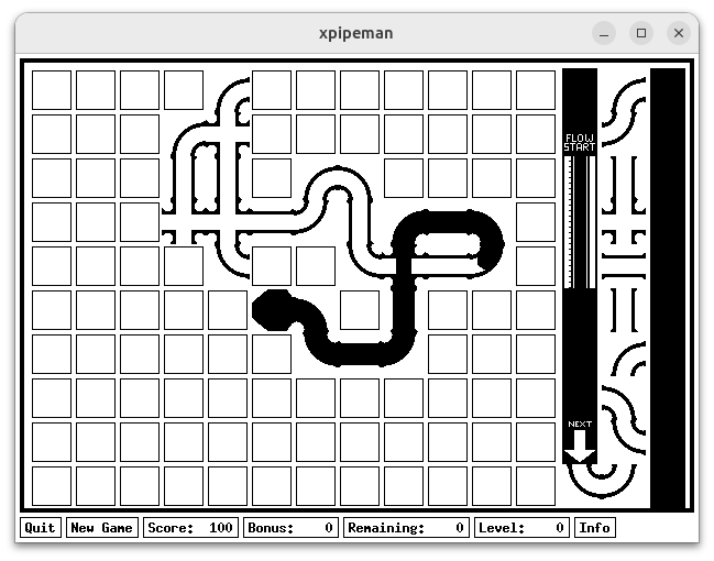 Screenshot of xpipeman game on ubuntu linux